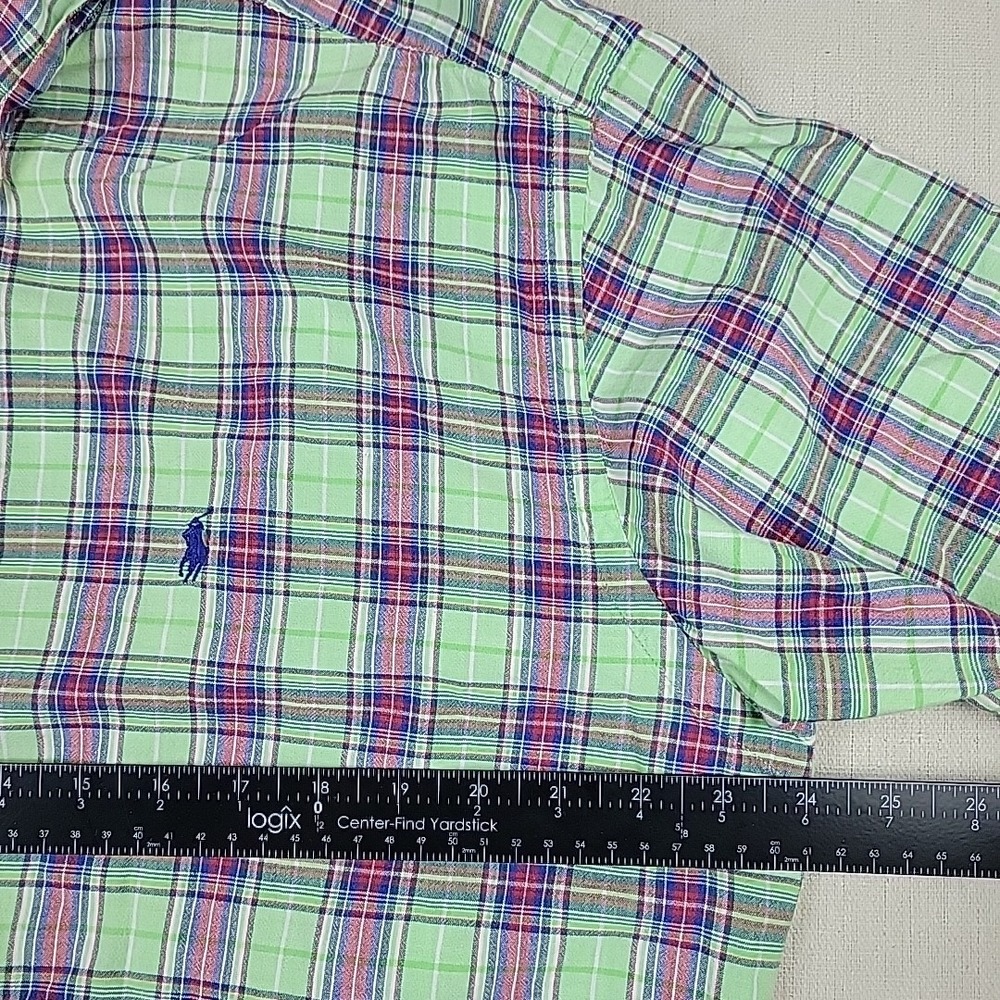 Ralph Lauren Blake Fit Plaid Shirt Mens L Green Multicolor Short Sleeve Button - Picture 3 of 10